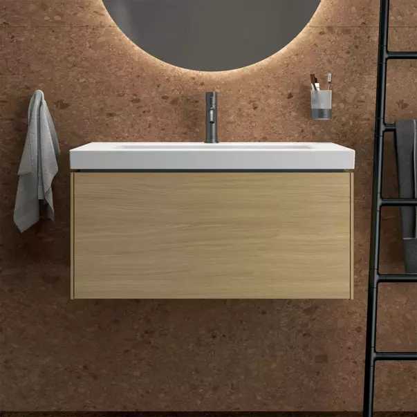 Dulap baza suspendat Ideal Standard Atelier Conca 1 sertar finisaj stejar deschis 80 cm [3]