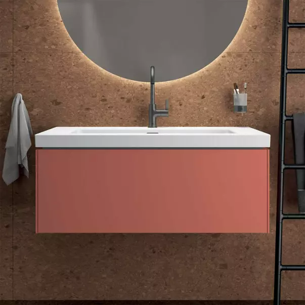 Dulap baza suspendat Ideal Standard Atelier Conca 1 sertar rosu - oranj 100 cm [3]