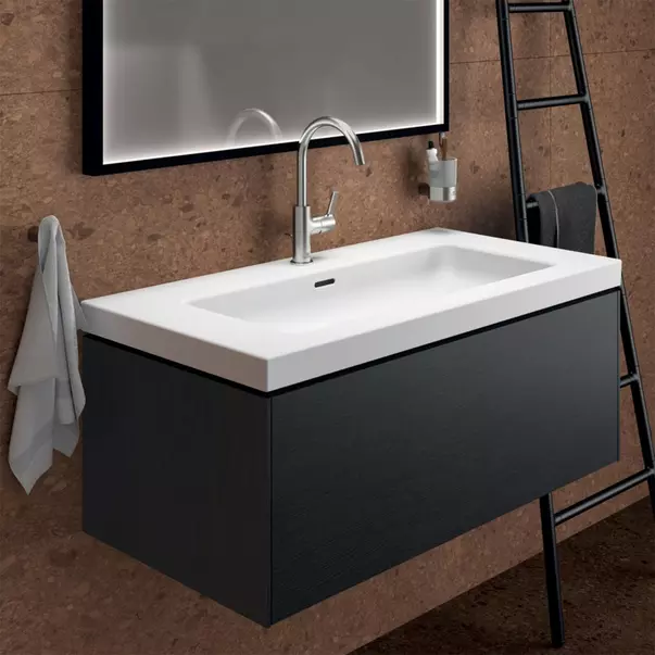 Dulap baza suspendat Ideal Standard Atelier Conca 1 sertar finisaj stejar inchis 100 cm [2]