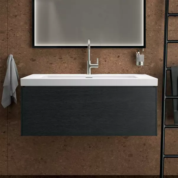 Dulap baza suspendat Ideal Standard Atelier Conca 1 sertar finisaj stejar inchis 100 cm [3]