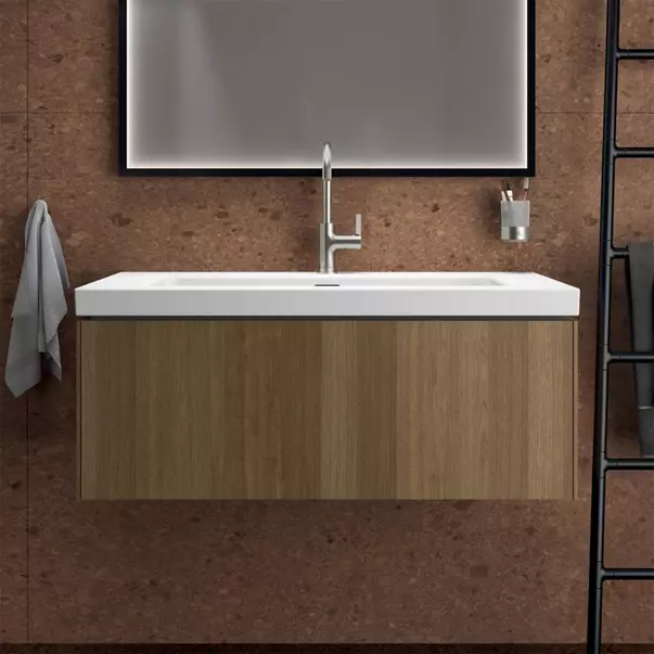 Dulap baza suspendat Ideal Standard Atelier Conca 1 sertar finisaj nuc inchis 100 cm [3]