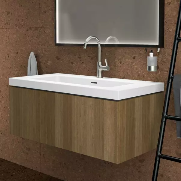 Dulap baza suspendat Ideal Standard Atelier Conca 1 sertar finisaj nuc inchis 100 cm [4]