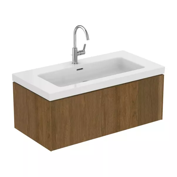 Dulap baza suspendat Ideal Standard Atelier Conca 1 sertar finisaj nuc inchis 100 cm [7]