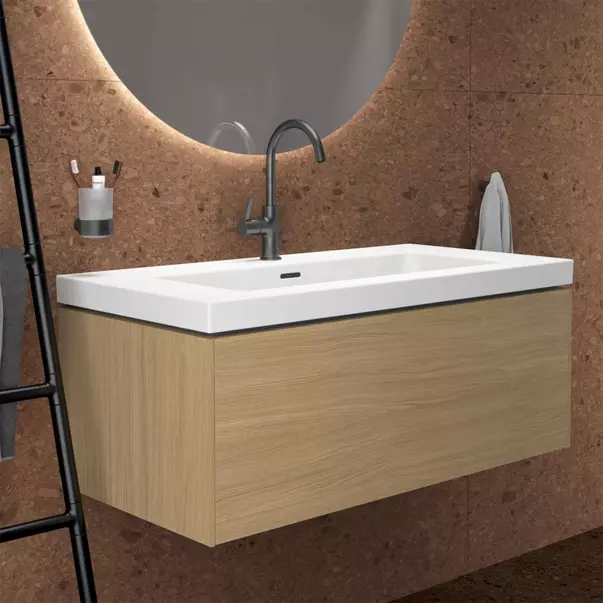 Mobilier Baie - Dulap baza suspendat Ideal Standard Atelier Conca 1 sertar finisaj stejar deschis 100 cm