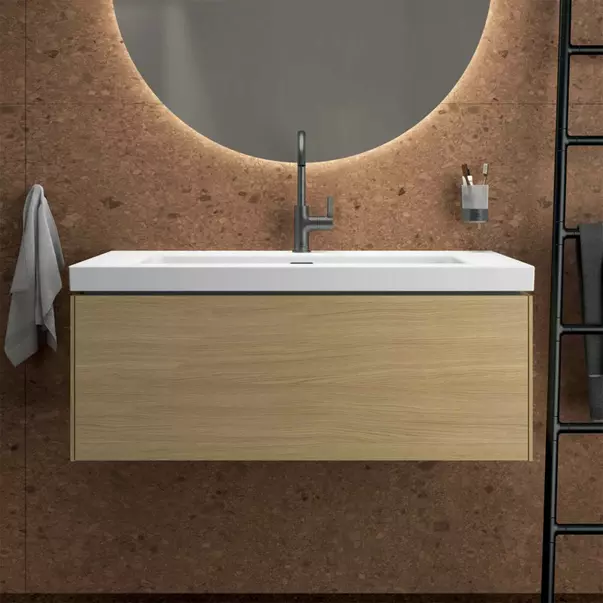 Dulap baza suspendat Ideal Standard Atelier Conca 1 sertar finisaj stejar deschis 100 cm [3]