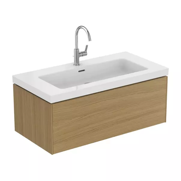 Dulap baza suspendat Ideal Standard Atelier Conca 1 sertar finisaj stejar deschis 100 cm [5]