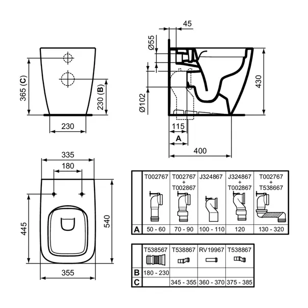 Vas WC pe pardoseala Ideal Standard i.life B inaltat alb lucios SmartGuard rimless [8]