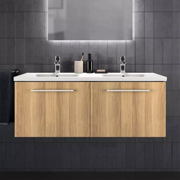 Lavoar suspendat Ideal Standard i.life B alb lucios 121 cm cu orificii baterie si preaplin [3]