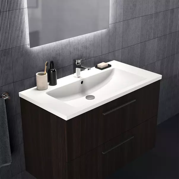Lavoar suspendat Ideal Standard i.life B alb lucios 101 cm cu orificiu baterie si preaplin [2]