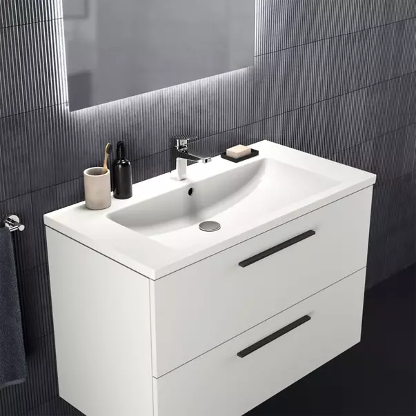 Lavoar suspendat Ideal Standard i.life B alb lucios 101 cm cu orificiu baterie si preaplin [4]