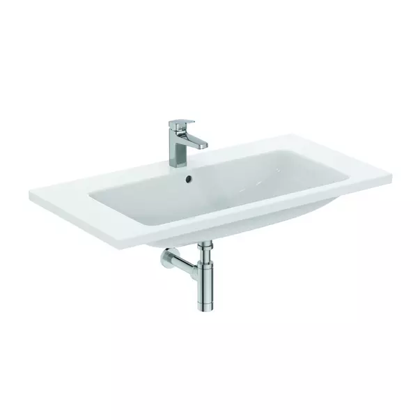 Lavoar suspendat Ideal Standard i.life B alb lucios 101 cm cu orificiu baterie si preaplin [5]