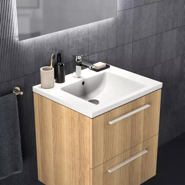 Lavoar suspendat Ideal Standard i.life B alb lucios 61 cm cu orificiu baterie si preaplin [2]
