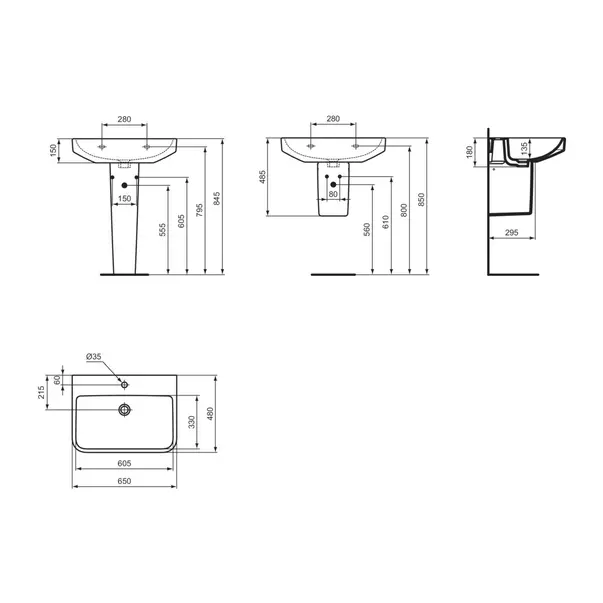 Lavoar suspendat Ideal Standard i.life B alb lucios 65 cm cu orificiu baterie si preaplin [11]