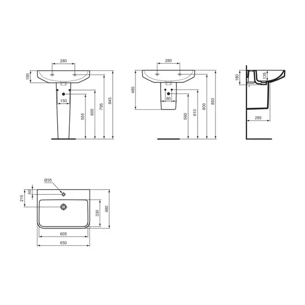Lavoar suspendat Ideal Standard i.life B alb lucios SmartGuard 65 cm cu orificiu baterie si preaplin [11]