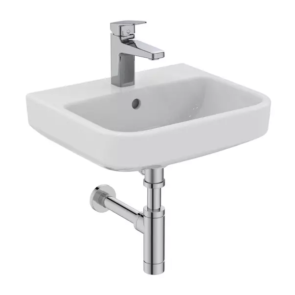 Lavoar suspendat Ideal Standard i.life B alb lucios SmartGuard 45 cm cu orificiu baterie si preaplin [8]