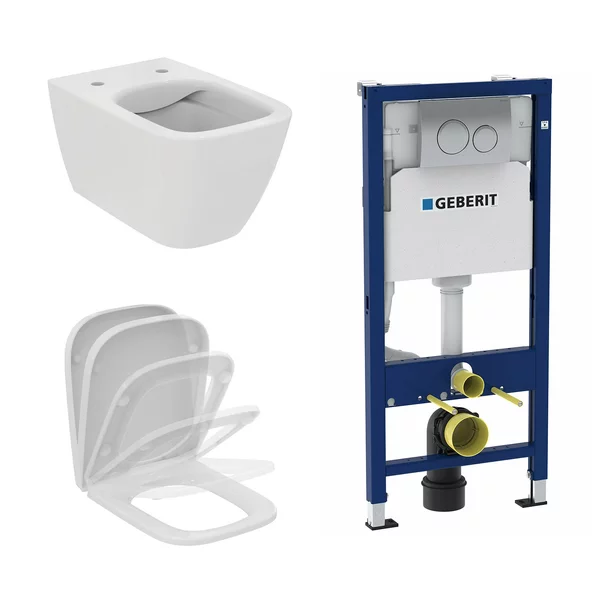 Vase wc suspendate - Set vas wc suspendat Ideal Standard I.life B alb cu capac si rezervor cu cadru incastrat si clapeta