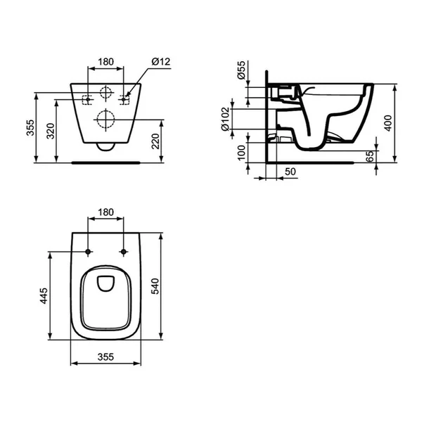 Set vas wc suspendat Ideal Standard I.life B alb cu capac si rezervor cu cadru incastrat si clapeta [4]