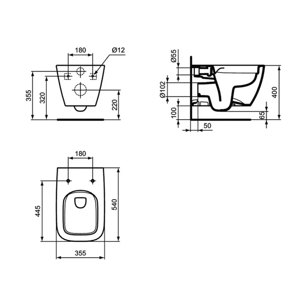 Set vas WC suspendat Ideal Standard I.life B cu capac slim softclose si set rezervor cu cadru incastrat si clapeta crom [5]