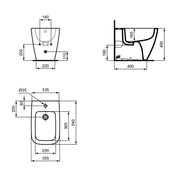 Bideu pe pardoseala Ideal Standard I.life B alb lucios SmartGuard BTW [10]