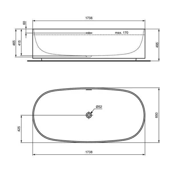 Cada freestanding Ideal Standard Atelier Linda-X alb mat 175x85 cm [10]