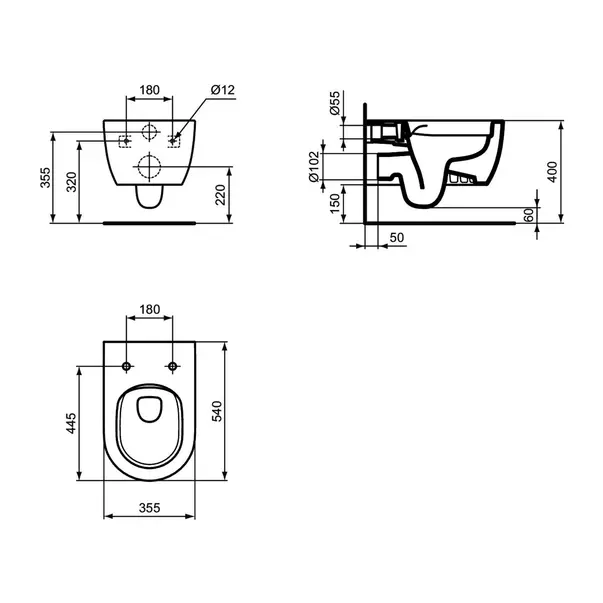 Vas WC suspendat Ideal Standard Atelier Blend Curve rimless alb mat [11]