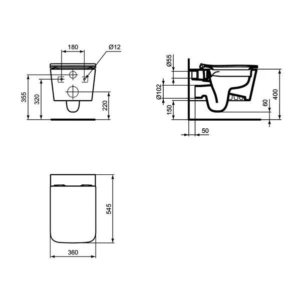 Vas WC suspendat Ideal Standard Atelier Blend Cube rimless alb lucios [10]