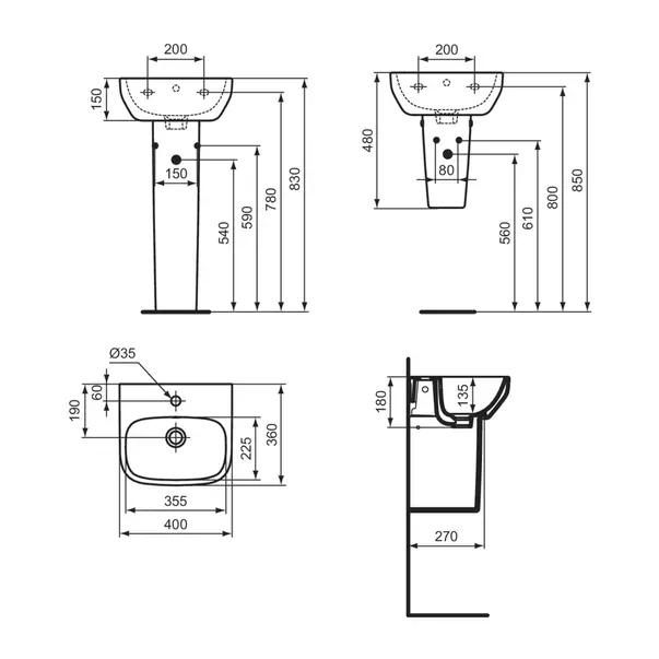 Semipiedestal pentru lavoar Ideal Standard i.life A alb lucios [10]