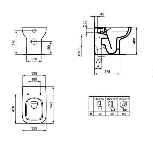 Vas wc pe pardosela Ideal Standard i.Life A rimless pentru rezervor incastrat [4]