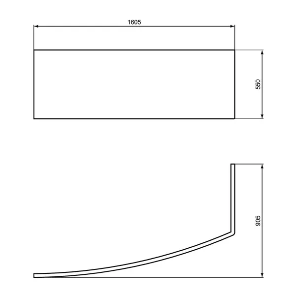 Panou frontal Ideal Standard i.life curbat 160 cm alb lucios [3]