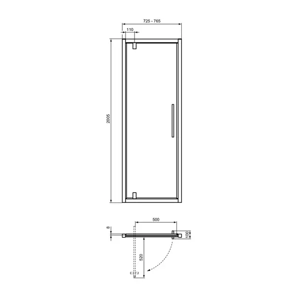 Usa de nisa pivotanta Ideal Standard i.life 75 cm sticla 8 mm argintiu [4]