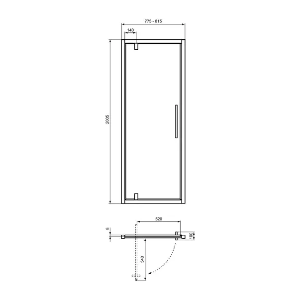 Usa de nisa pivotanta Ideal Standard i.life 80 cm sticla 8 mm argintiu [4]