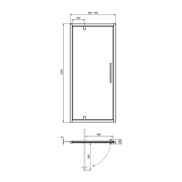 Usa de nisa pivotanta Ideal Standard i.life 95 cm sticla 8 mm argintiu [4]