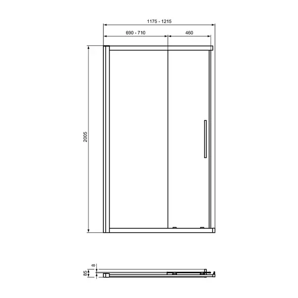 Usa de nisa culisanta Ideal Standard i.life 120 cm sticla 8 mm argintiu [4]