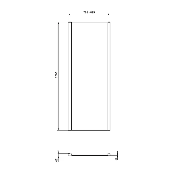 Perete lateral Ideal Standard i.life 80 cm sticla 8 mm argintiu [6]