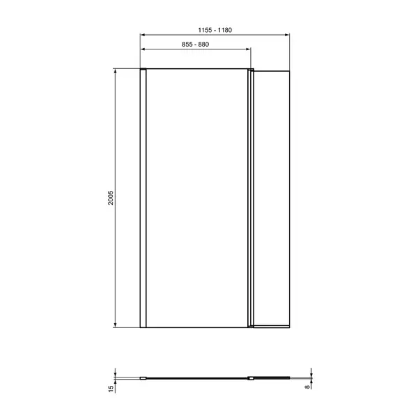Paravan de dus tip Walk-in Ideal Standard i.life cu parte pivotanta 120x200 cm profil argintiu [3]