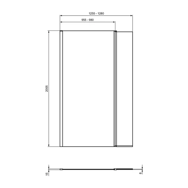 Paravan de dus tip Walk-in Ideal Standard i.life cu parte pivotanta 130x200 cm profil argintiu [3]