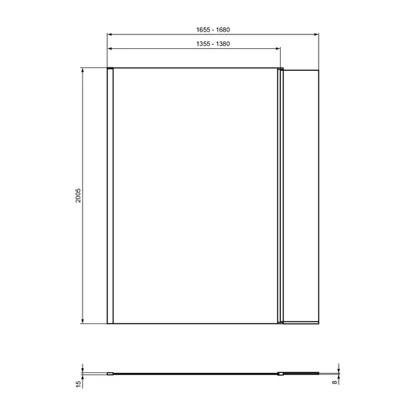 Paravan de dus tip Walk-in Ideal Standard i.life cu parte pivotanta 170x200 cm profil argintiu [3]