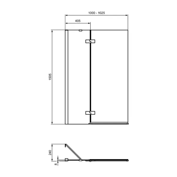 Paravan de cada dublu Ideal Standard i.life 100x150 cm argintiu stanga [3]