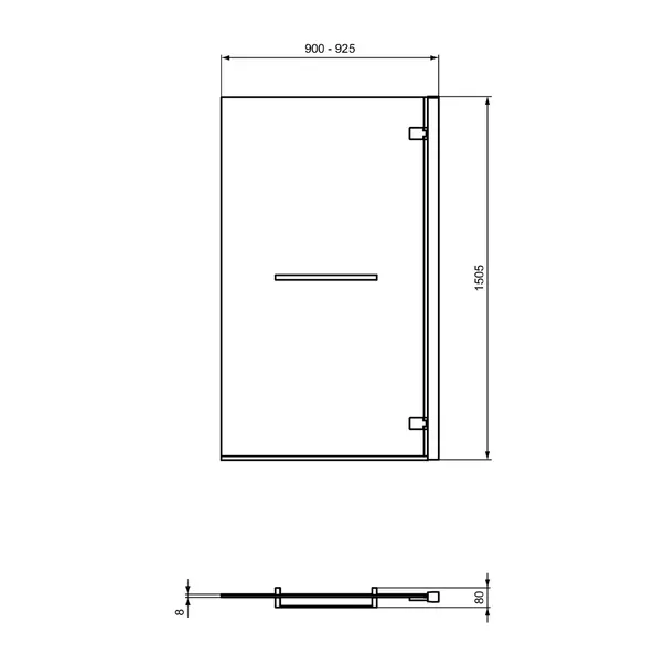 Paravan de cada batant Ideal Standard i.life 90x150 cm suport prosop argintiu dreapta [6]