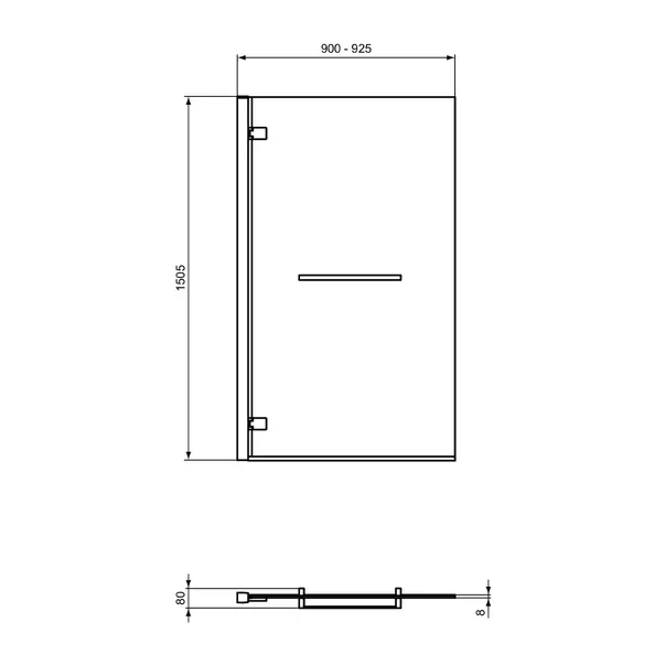 Paravan de cada batant Ideal Standard i.life 90x150 cm suport prosop argintiu stanga [5]
