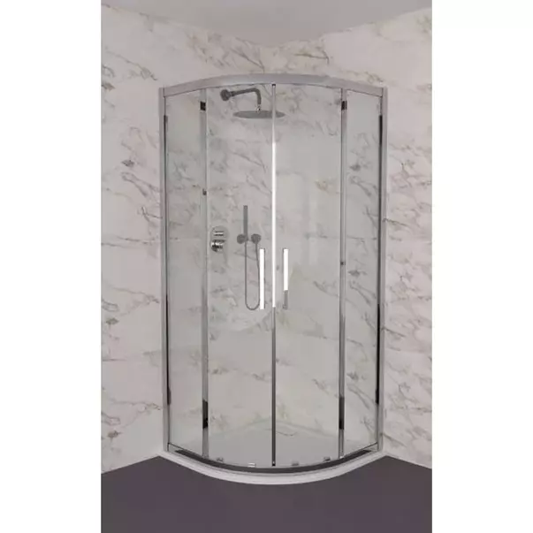 Cabina de dus semirotunda Ideal Standard i.life cu 2 usi culisante 80x80 argintiu [2]