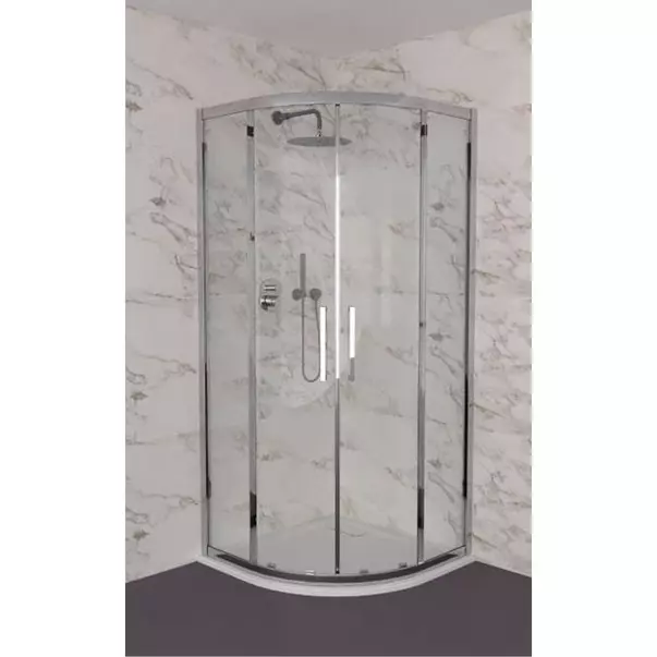 Cabina de dus semirotunda Ideal Standard i.life cu 2 usi culisante 90x90 argintiu [3]