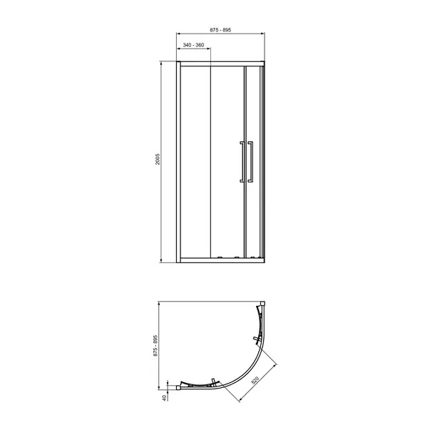 Cabina de dus semirotunda Ideal Standard i.life cu 2 usi culisante 90x90 argintiu [5]