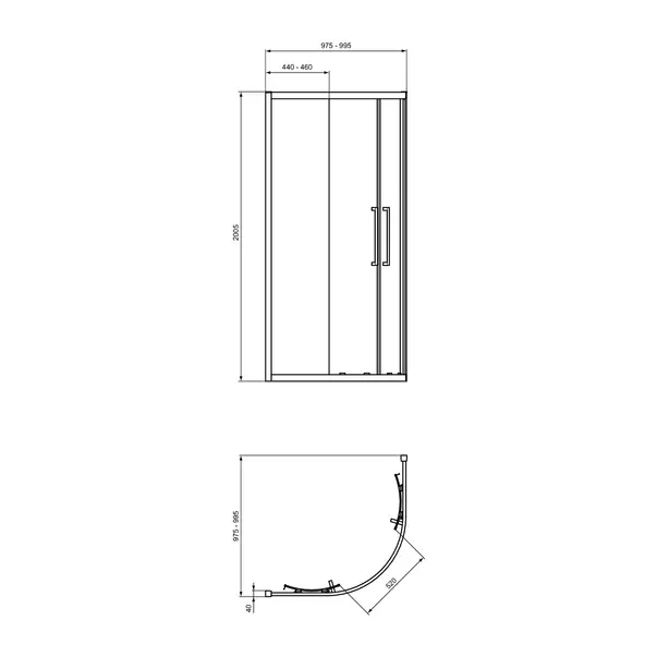 Cabina de dus semirotunda Ideal Standard i.life cu 2 usi culisante 100x100 argintiu [5]