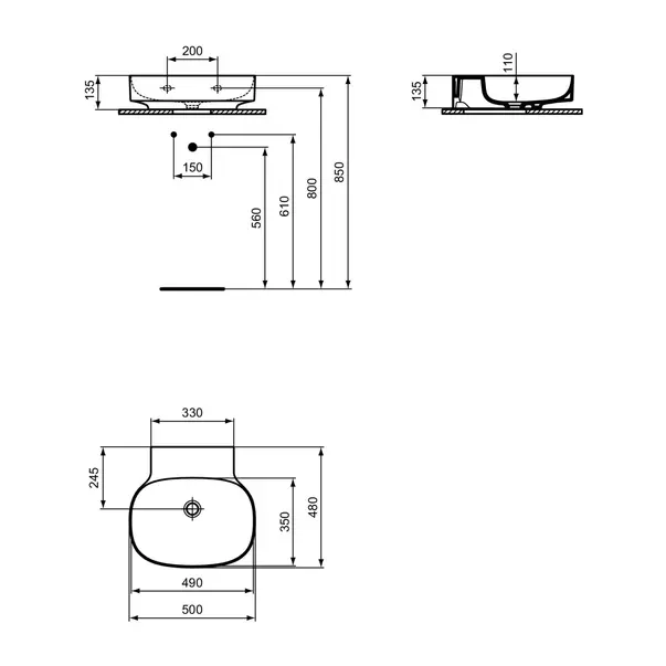 Lavoar suspendat Ideal Standard Atelier Linda-X 50 cm alb lucios [12]