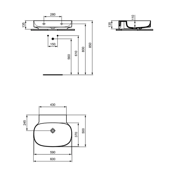 Lavoar suspendat Ideal Standard Atelier Linda-X alb lucios 60 cm [12]