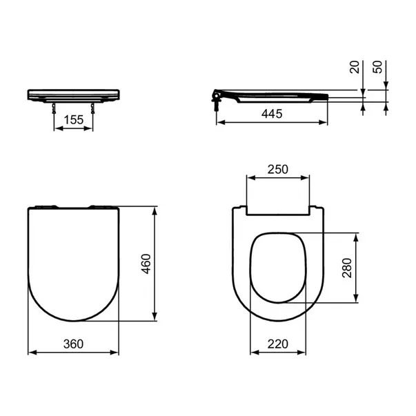 Capac WC softclose Ideal Standard Atelier Blend Curve slim alb mat [3]