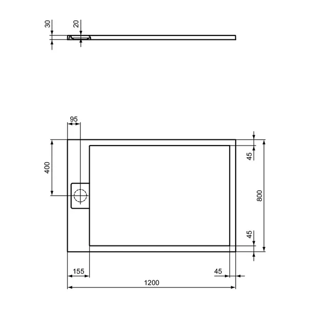 Cadita de dus dreptunghiulara Ideal Standard i.life Ultra Flat S alb pur 120x80 cm [13]