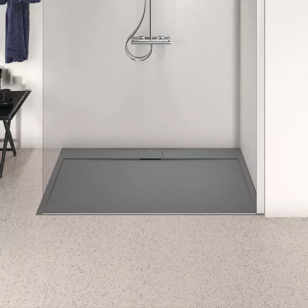 Cadita de dus dreptunghiulara Ideal Standard i.life Ultra Flat S gri asfaltic 140x90 cm [3]