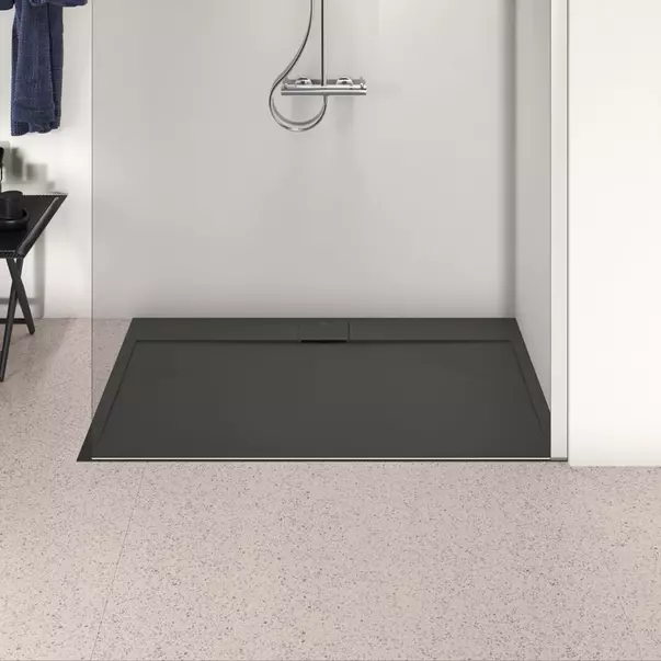 Cadita de dus dreptunghiulara Ideal Standard i.life Ultra Flat S negru intens 140x90 cm [3]